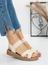 Sandale Dama cu Talpa Joasa 5XJ55 BEIGE | MEI