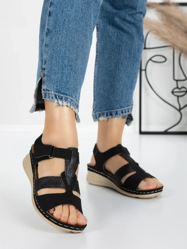 Sandale Dama cu Talpa Joasa 5GZ26 BLACK | MEI