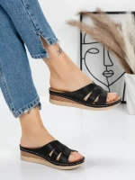 Papuci Dama cu Talpa Joasa 5GZ33 BLACK | MEI