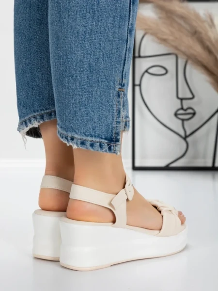 Sandale Dama cu Platforma 5LM2 BEIGE | MEI