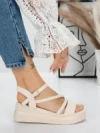 Sandale Dama cu Platforma 5H18 BEIGE | MEI