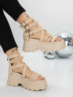 Sandale Dama cu Platforma 5WL17 BEIGE | MEI