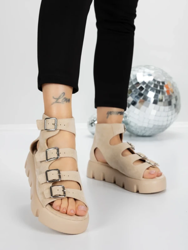 Sandale Dama cu Platforma 5HXS17 BEIGE | MEI