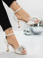 Sandale Dama cu Toc Subtire 5XKK11 WHITE | MEI