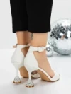 Sandale Dama cu Toc Subtire 5XKK17 WHITE | MEI