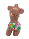 Costum de baie dama L2219 PORTOCALIU-VERDE | MEINA