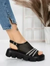 Sandale Dama cu Talpa Joasa 5HXS21 BLACK-WHITE | MEI