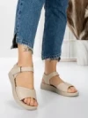 Sandale Dama cu Talpa Joasa 5XJ56 BEIGE | MEI
