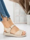 Sandale Dama cu Talpa Joasa 5XJ56 BEIGE | MEI