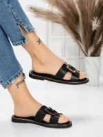 Papuci Dama cu Talpa Joasa 5PT2 BLACK | MEI