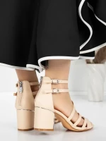 Sandale Dama cu Toc Gros 5XKK26 BEIGE | MEI
