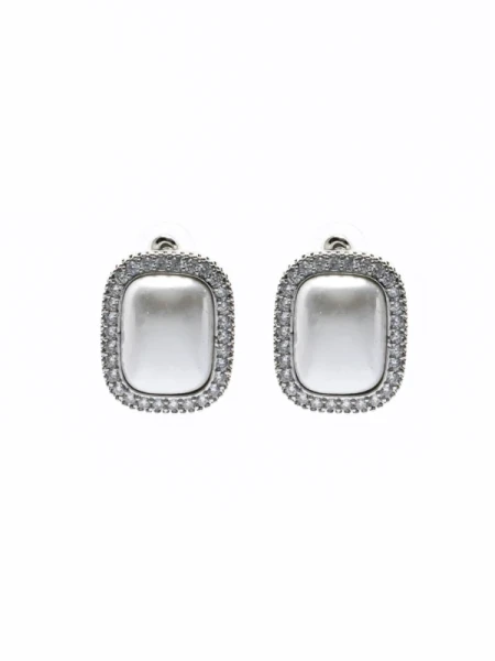 Set Colier + Cercei CLR010 ARGINTIU-ALB | MEI