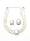 Set Colier + Cercei CLR010 ARGINTIU-ALB | MEI