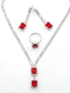 Set Colier + Cercei CLR016 ARGINTIU-ROSU | MEI