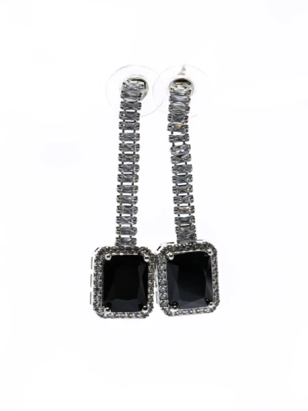 Set Colier + Cercei CLR016 ARGINTIU-NEGRU | MEI