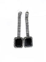 Set Colier + Cercei CLR016 ARGINTIU-NEGRU | MEI