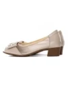 Pantofi cu Toc gros 9627 Crem Formazione