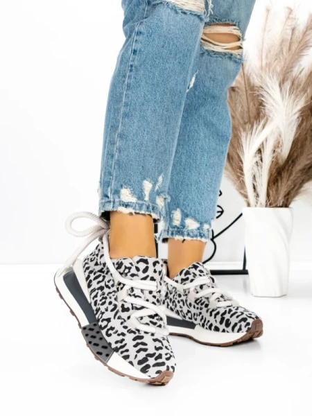 Pantofi Sport Dama din piele naturala 5WZ15 LEOPARD PRINT | PANTOFUL
