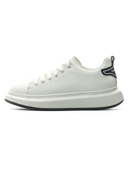 Pantofi Sport Barbati din piele naturala 51191 WHITE-BLACK | ADVANCER