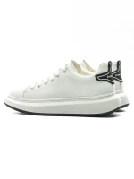 Pantofi Sport Barbati din piele naturala 51191 WHITE-BLACK | ADVANCER