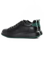 Pantofi Sport Barbati din piele naturala 51191 BLACK-GREEN | ADVANCER