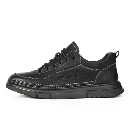 Férfi alkalmi cipő valódi bőrből WM807 Fekete-Fehér | ... » MeiShoes.ro