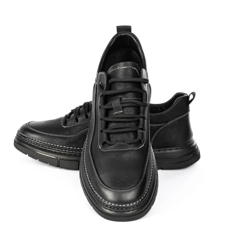 Férfi alkalmi cipő valódi bőrből WM807 Fekete-Fehér | ... » MeiShoes.ro