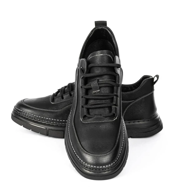 Férfi alkalmi cipő valódi bőrből WM807 Fekete-Fehér | ... » MeiShoes.ro