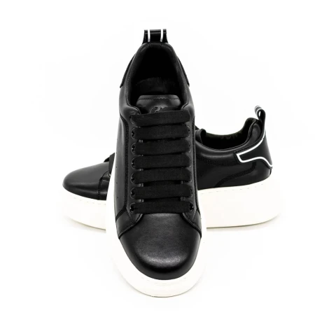 Természetes bőrből készült férfi sportcipő 3221 Fekete... » MeiShoes.ro