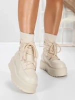 Ghete Dama cu Platforma 56WL3 BEIGE | MEI