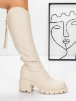 Női csizma alacsony talppal 3WL15 Bézs » MeiShoes.ro
