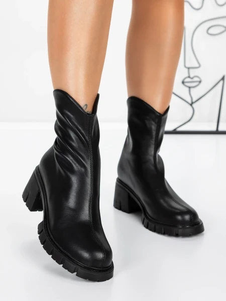 Tavaszi-őszi női csizma 3WL16 Fekete » MeiShoes.ro