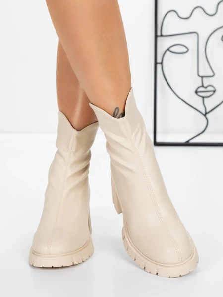 Tavaszi-őszi női csizma 3WL16 Bézs » MeiShoes.ro