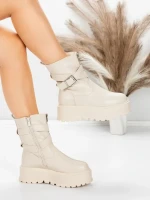 Ghete Dama cu Platforma 5W83 BEIGE | MEI