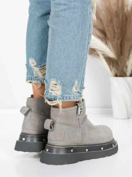 Ghete Dama din piele naturala 58W28 GREY | PANTOFUL