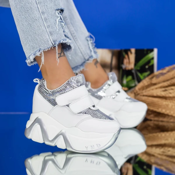 Női sportcipő platformmal 2W251 Ezüst » MeiShoes.ro