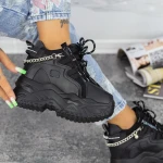 Női sportcipő platformmal 2WL237 Fekete » MeiShoes.ro