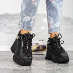 Női sportcipő platformmal 2WL237 Fekete » MeiShoes.ro