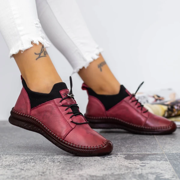 Női alkalmi cipő 2051 Burgundia » MeiShoes.ro