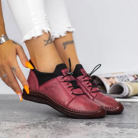 Női alkalmi cipő 2051 Burgundia » MeiShoes.ro