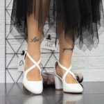 Vastag sarkú cipő 2YXD31 Fehér » MeiShoes.ro