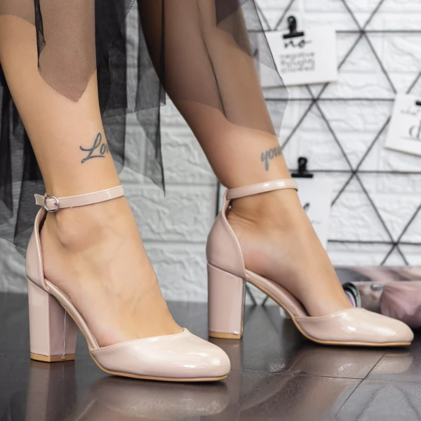 Vastag sarkú cipő 2YXD50 Bézs » MeiShoes.ro