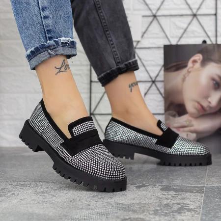 Női alkalmi cipő 2BQ9 Fekete » MeiShoes.ro