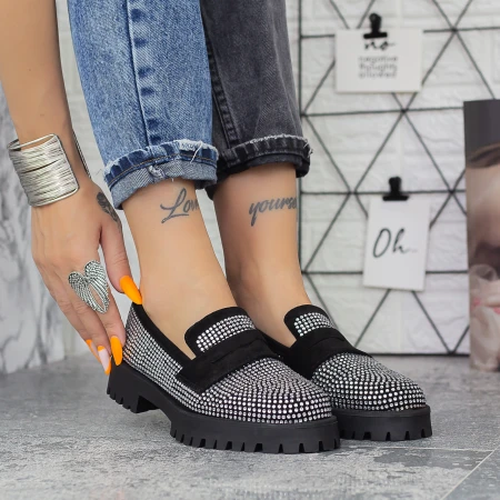 Női alkalmi cipő 2BQ9 Fekete » MeiShoes.ro