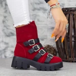 Női bakancs 2MX381A Piros-Fekete » MeiShoes.ro