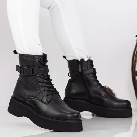 Női platform bakancs Y155 Fekete » MeiShoes.ro