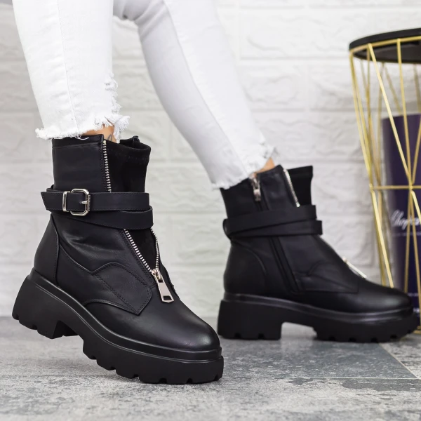 Női platform bakancs 2MX513 Fekete » MeiShoes.ro