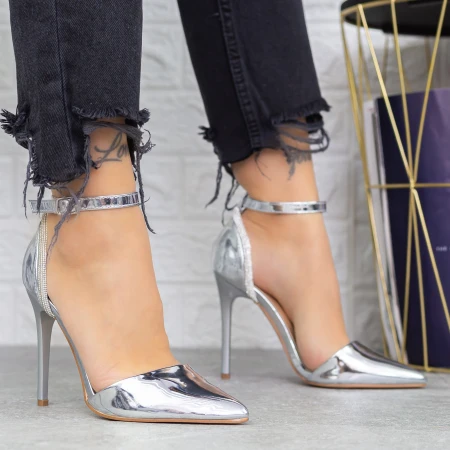Stiletto cipő KV61 Ezüst » MeiShoes.ro