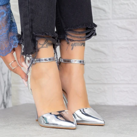 Stiletto cipő KV61 Ezüst » MeiShoes.ro